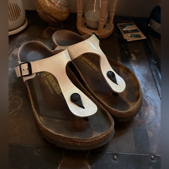 White Gizeh Birkenstocks - Picture 2 of 13